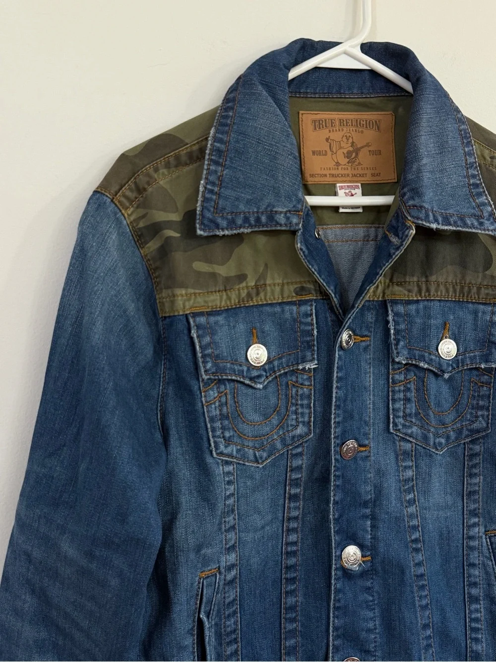 TRUE RELIGION Denim Trucker Jacket Limited Edition Camouflage Men’s Medium
